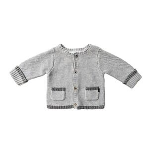 Jacadi Paris Gray Knit Cardigan Cotton Cashmere Sweater Pockets Baby Gift 1M